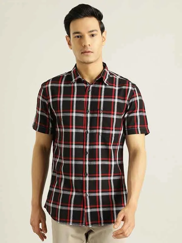 Men Checked Half Sleeve Cotton Shirt