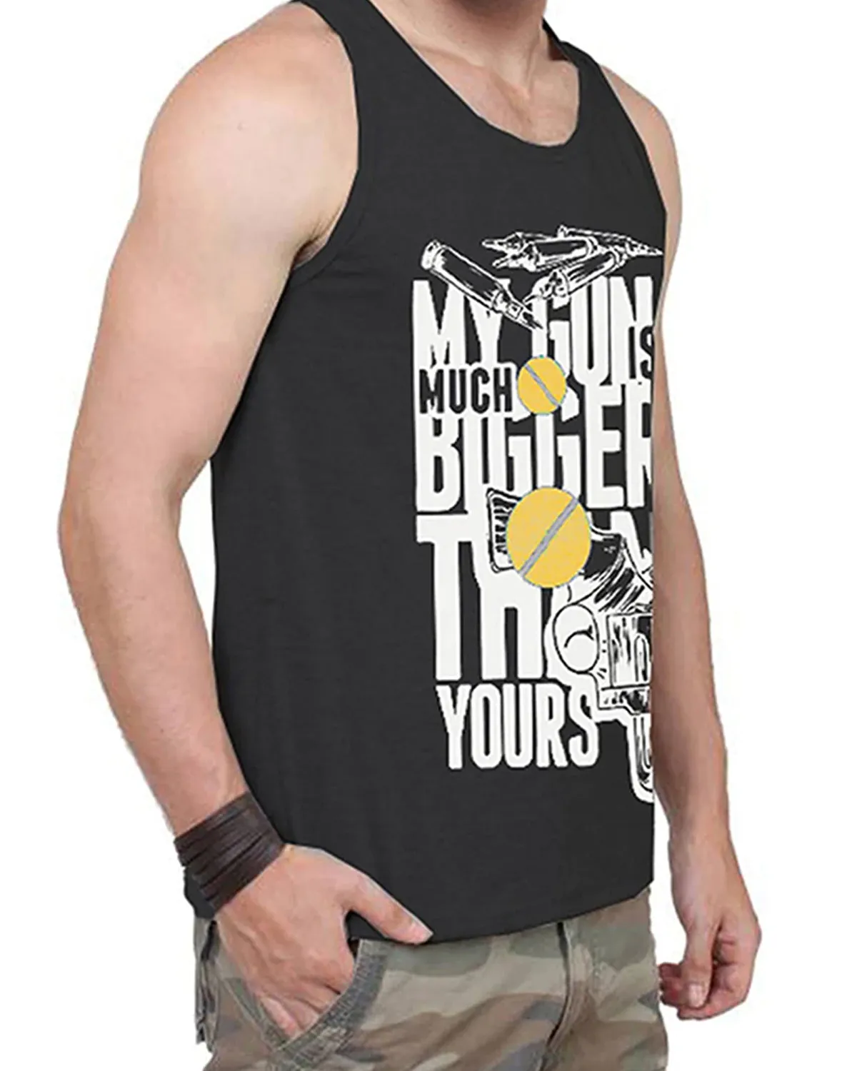 Men Printed Black Tank Top Vest