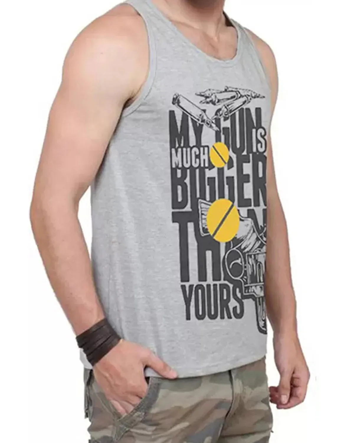 Men Printed Grey Tank Top Vest