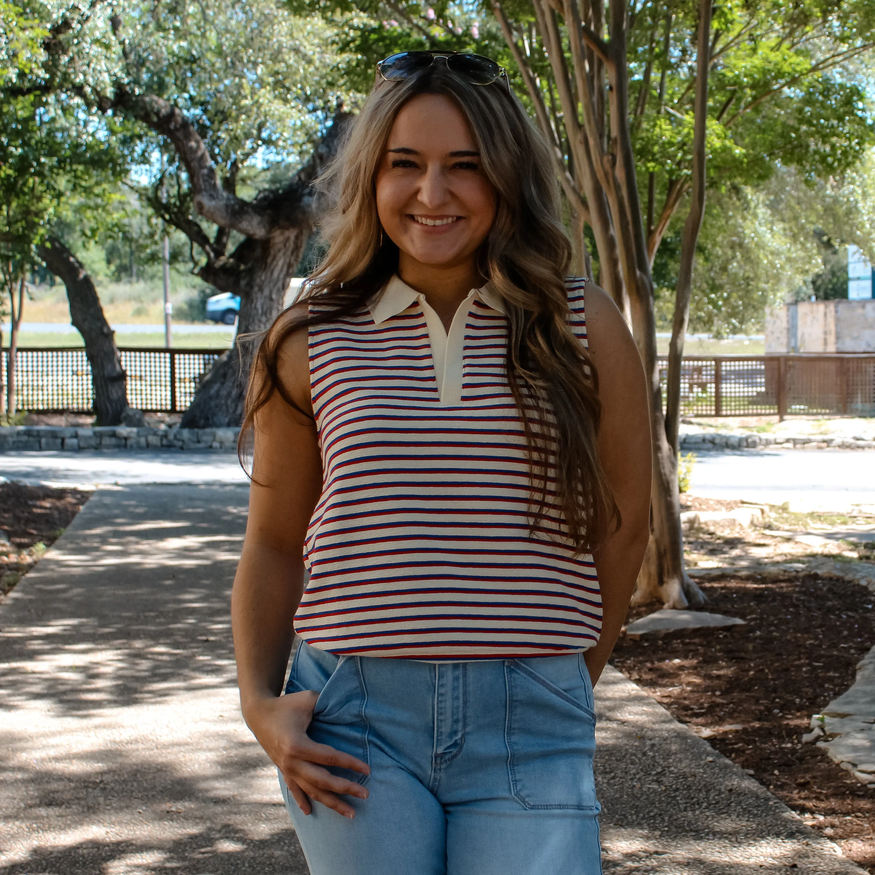 Multi Striped  Polo Top