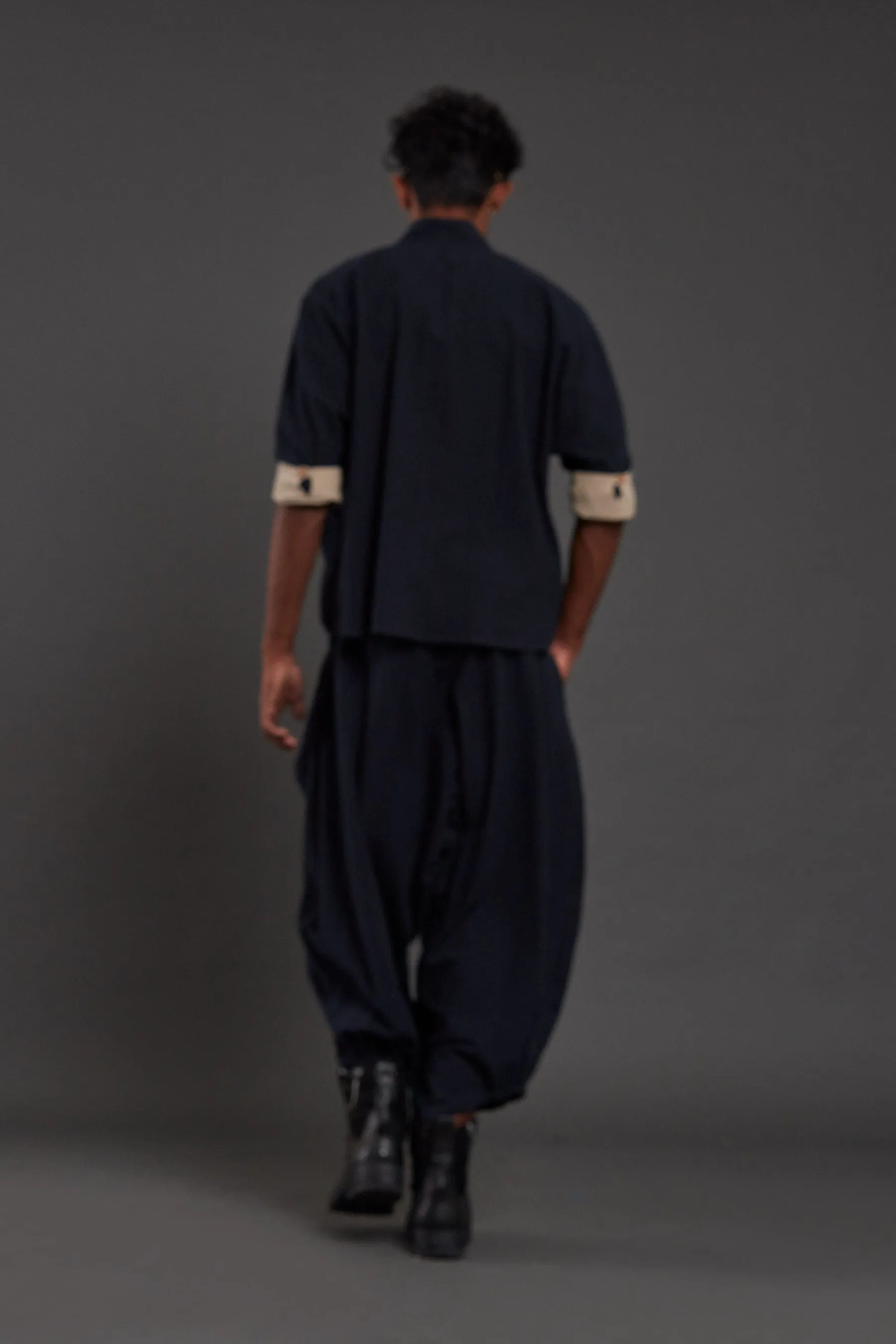 Navy Blue Overlap Baggy Set