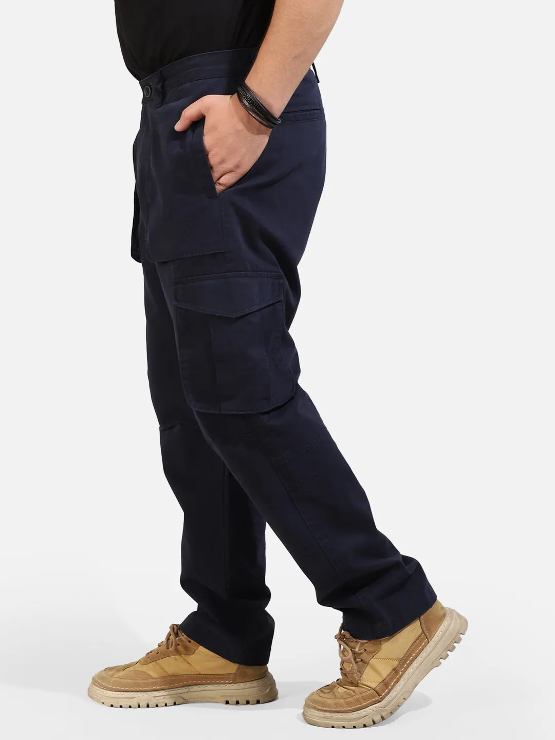 Navy Cotton Twill Tactical Baggy Fit Cargo