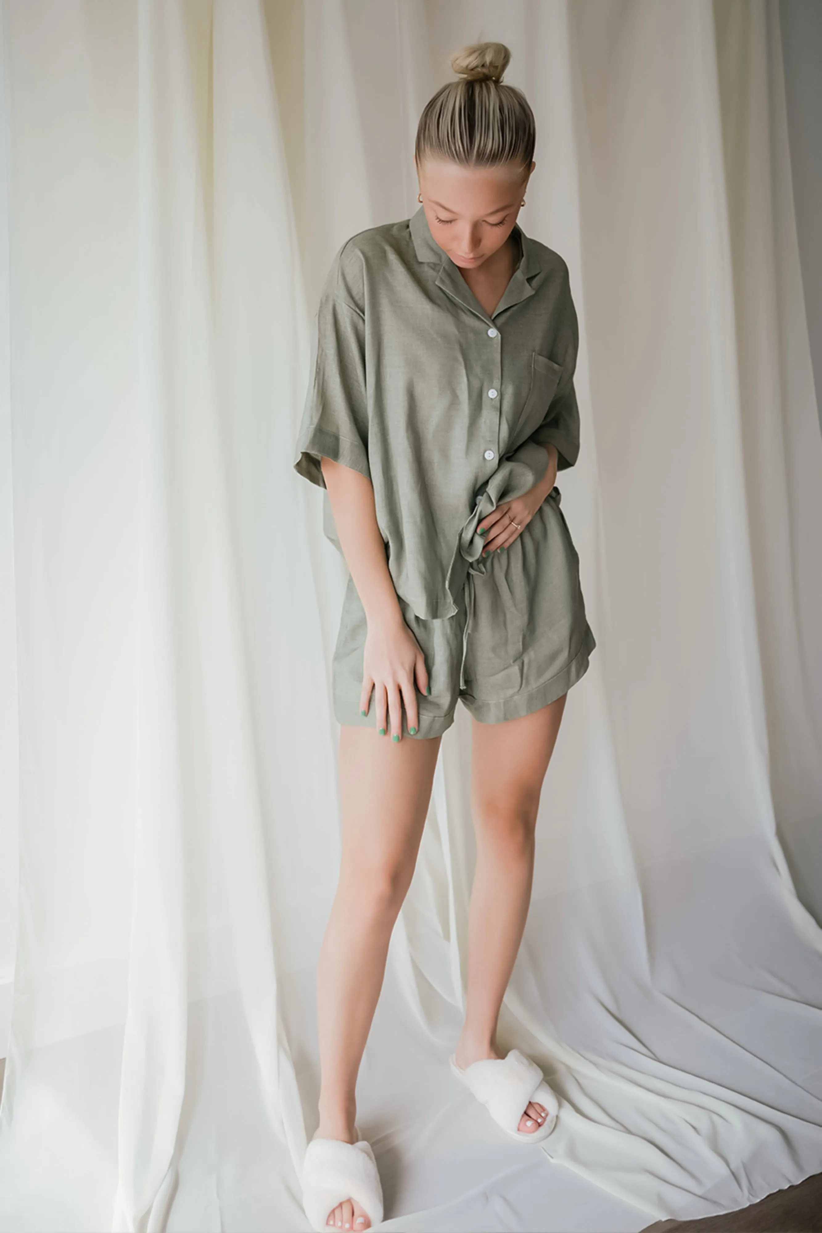 Olive Linen Matching Set