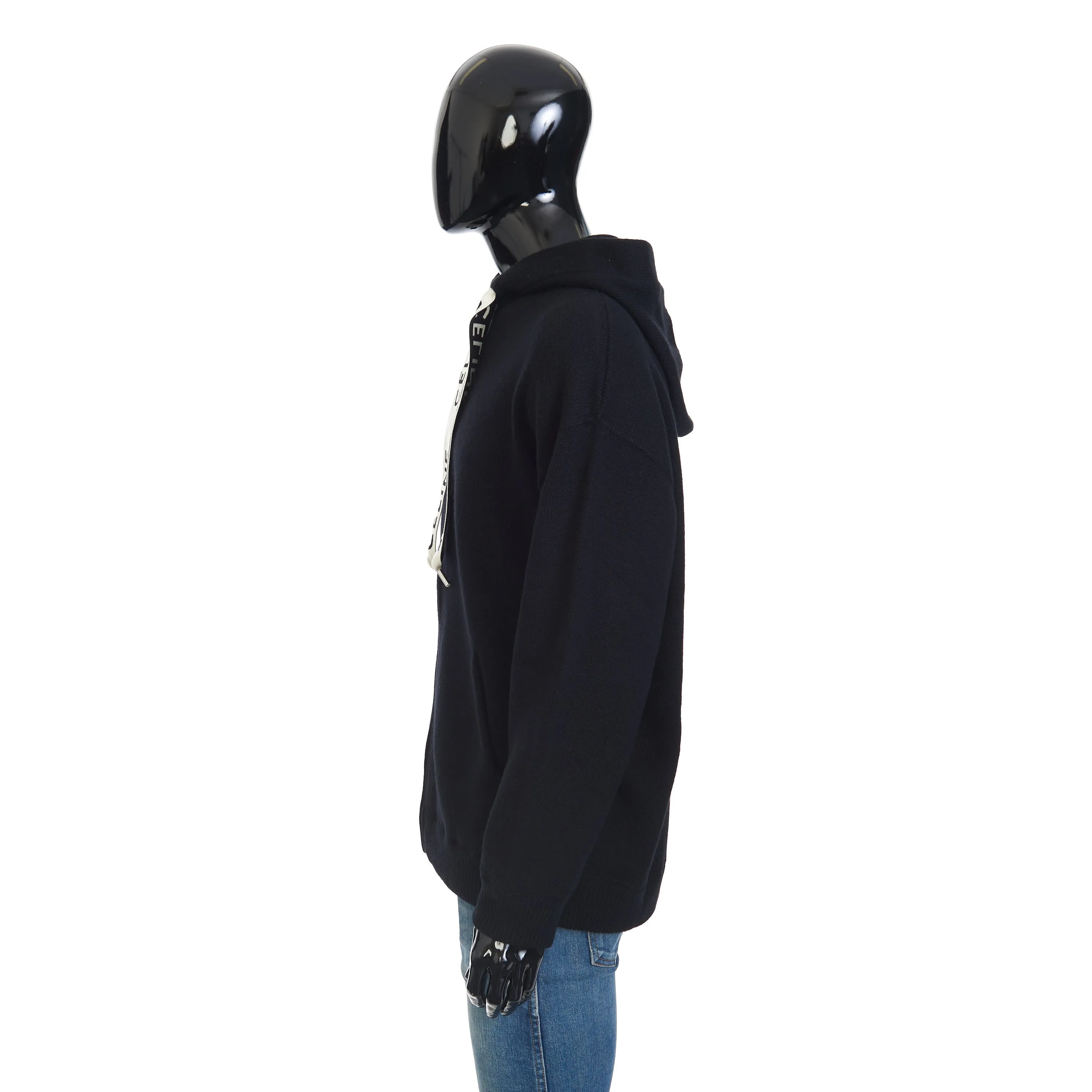 Oversized Hooded Zip-up Sweater In Black Sporty Wool And Cashmere