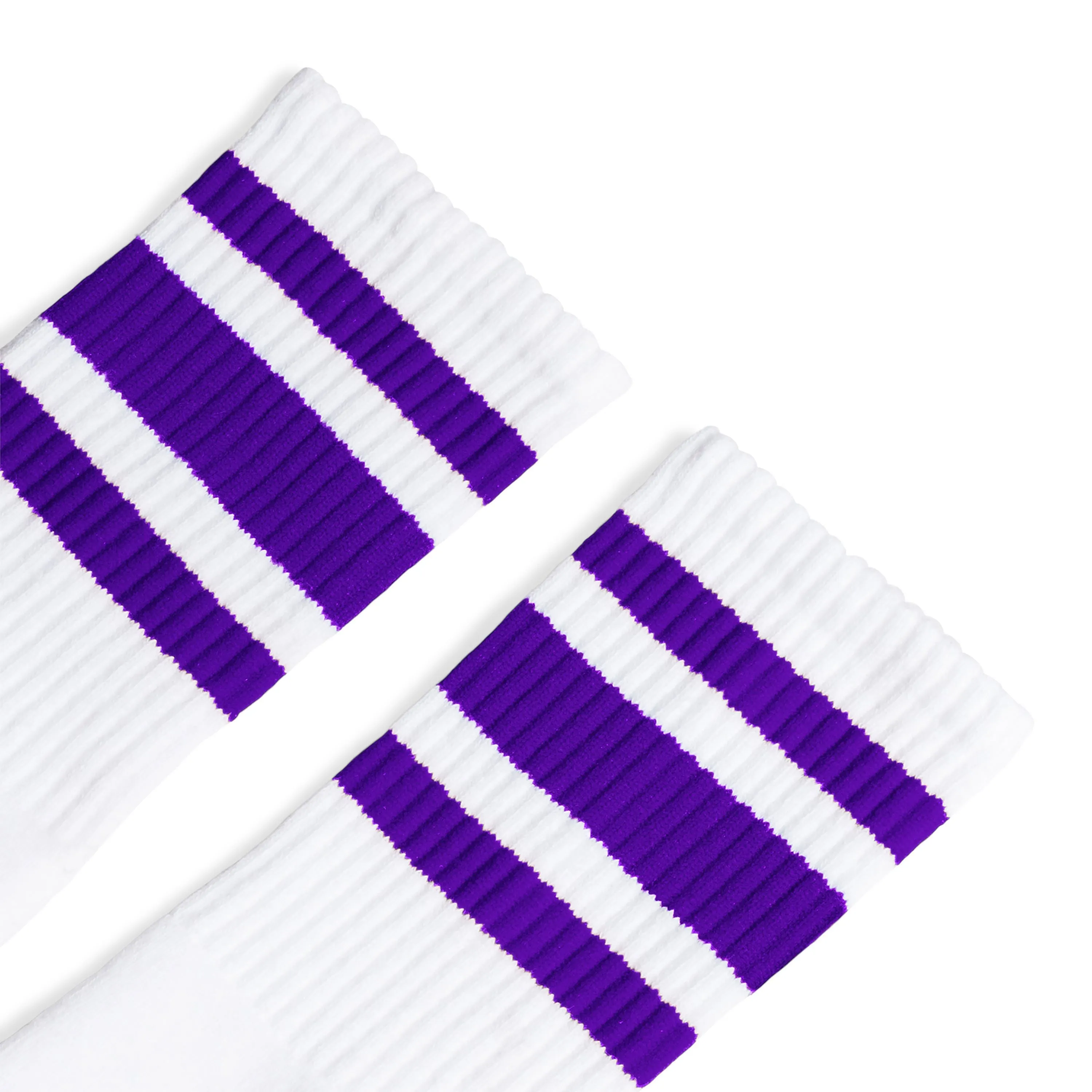 Purple Striped Socks | White