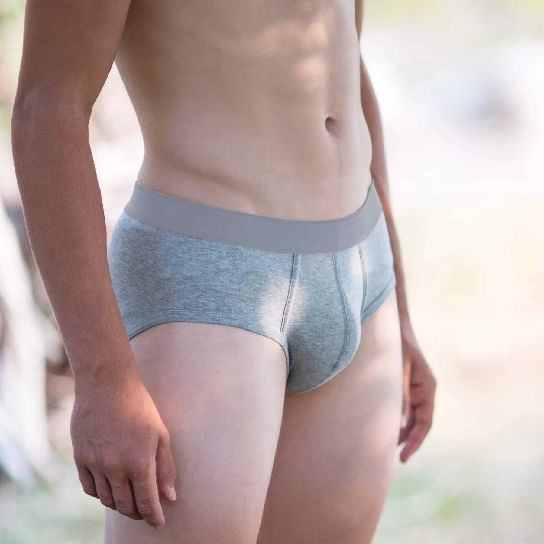 QUINN Organic Prima Cotton Sports Briefs (No-Fly Pouch Crotch, Snug & Supportive Fit)