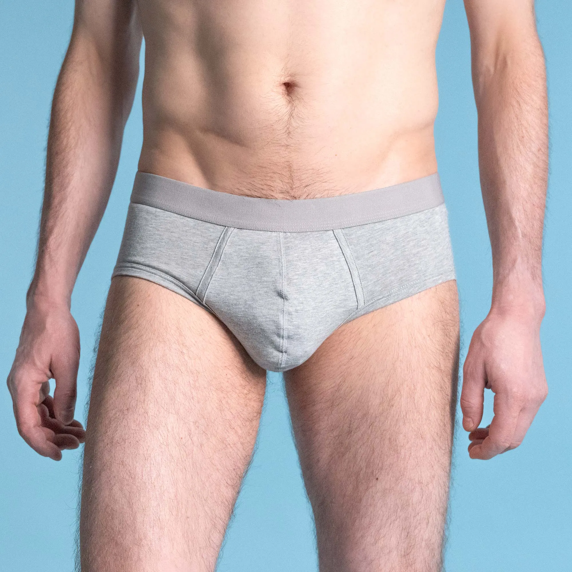 QUINN Organic Prima Cotton Sports Briefs (No-Fly Pouch Crotch, Snug & Supportive Fit)