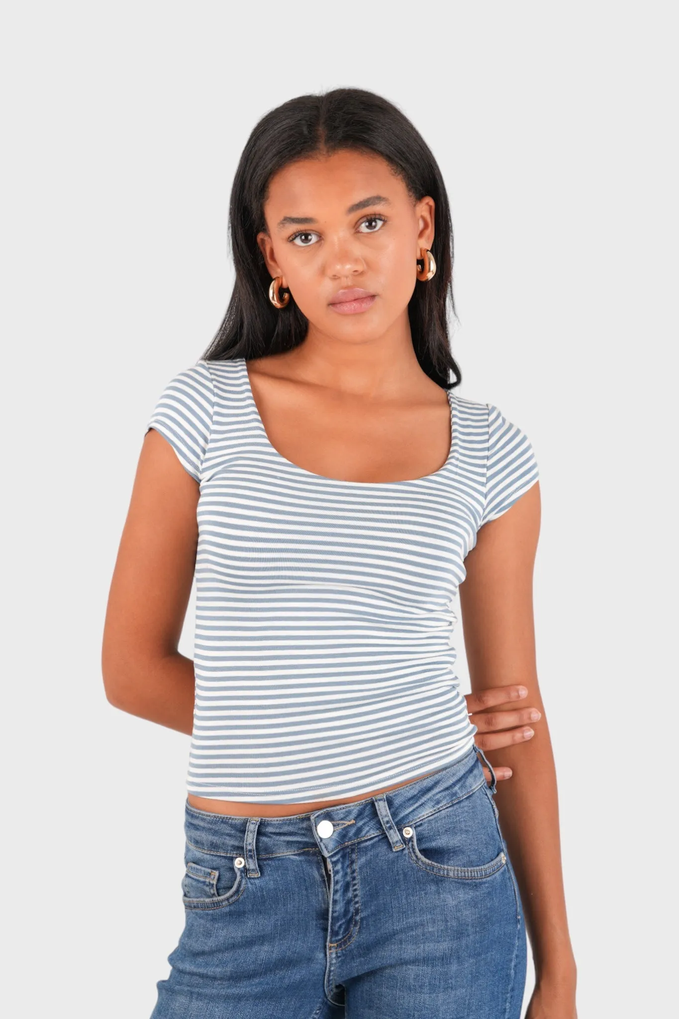 "Lola" top striped blue