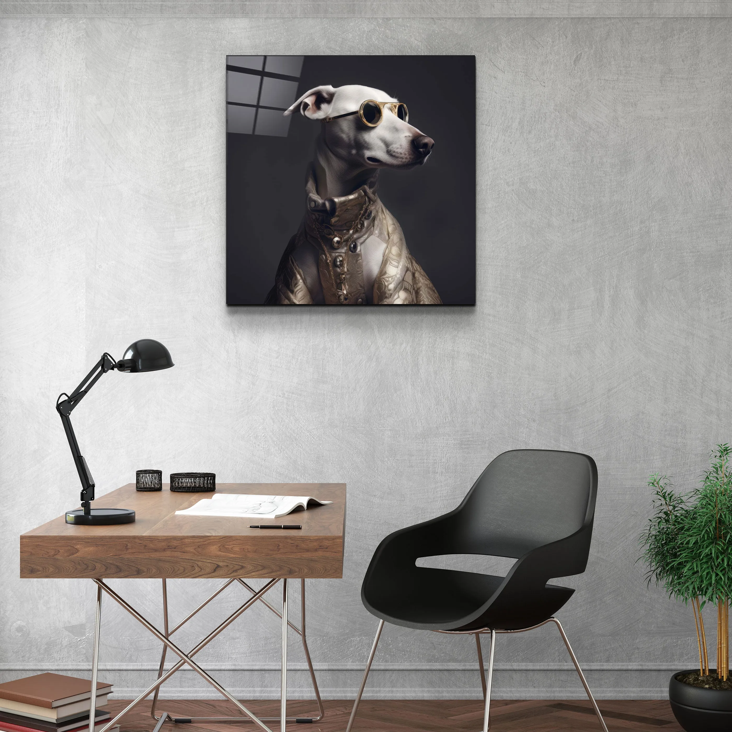 ."Stylish Dogs - V2". Designer's Collection Glass Wall Art