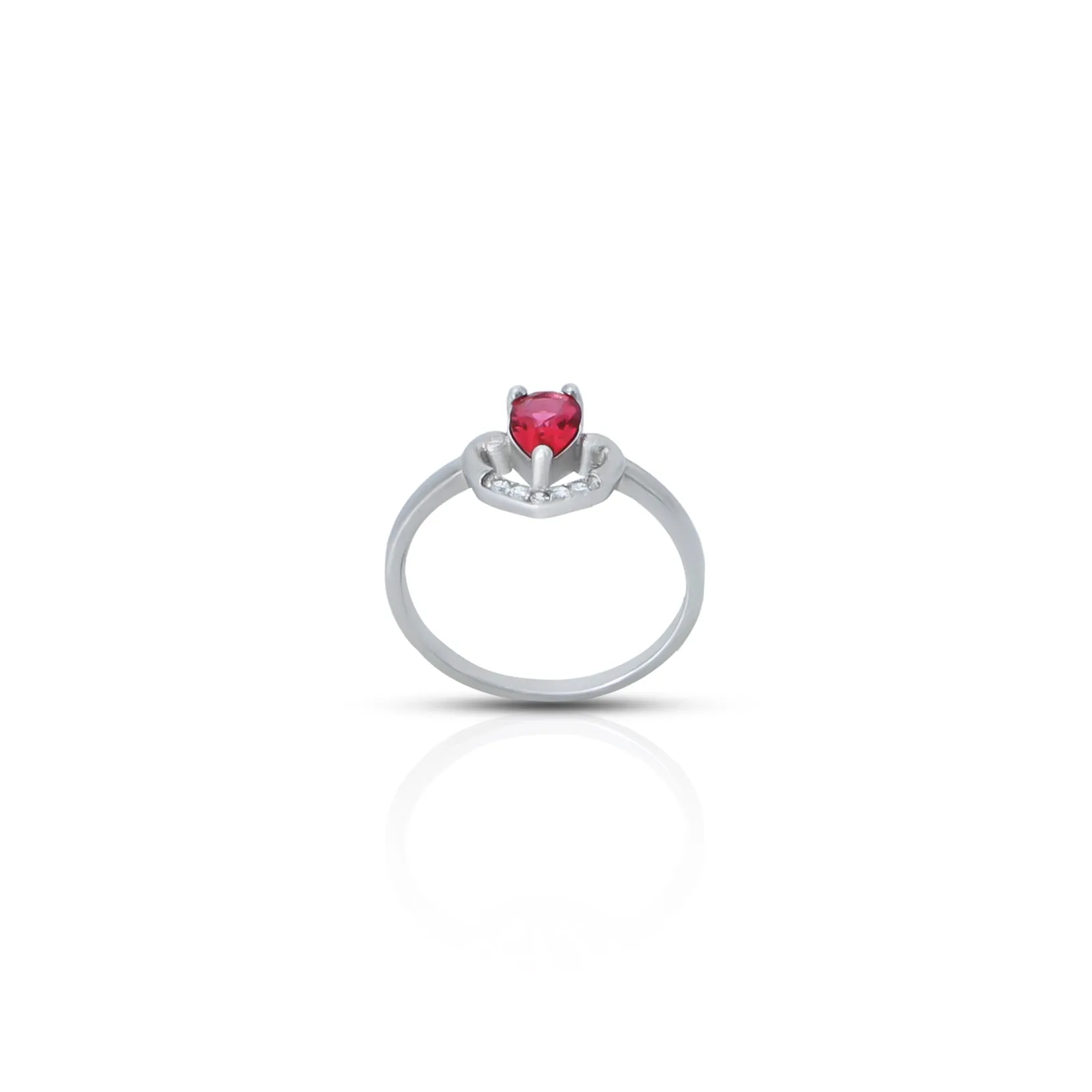 Red Stone Stylish Silver Ring For Girl's