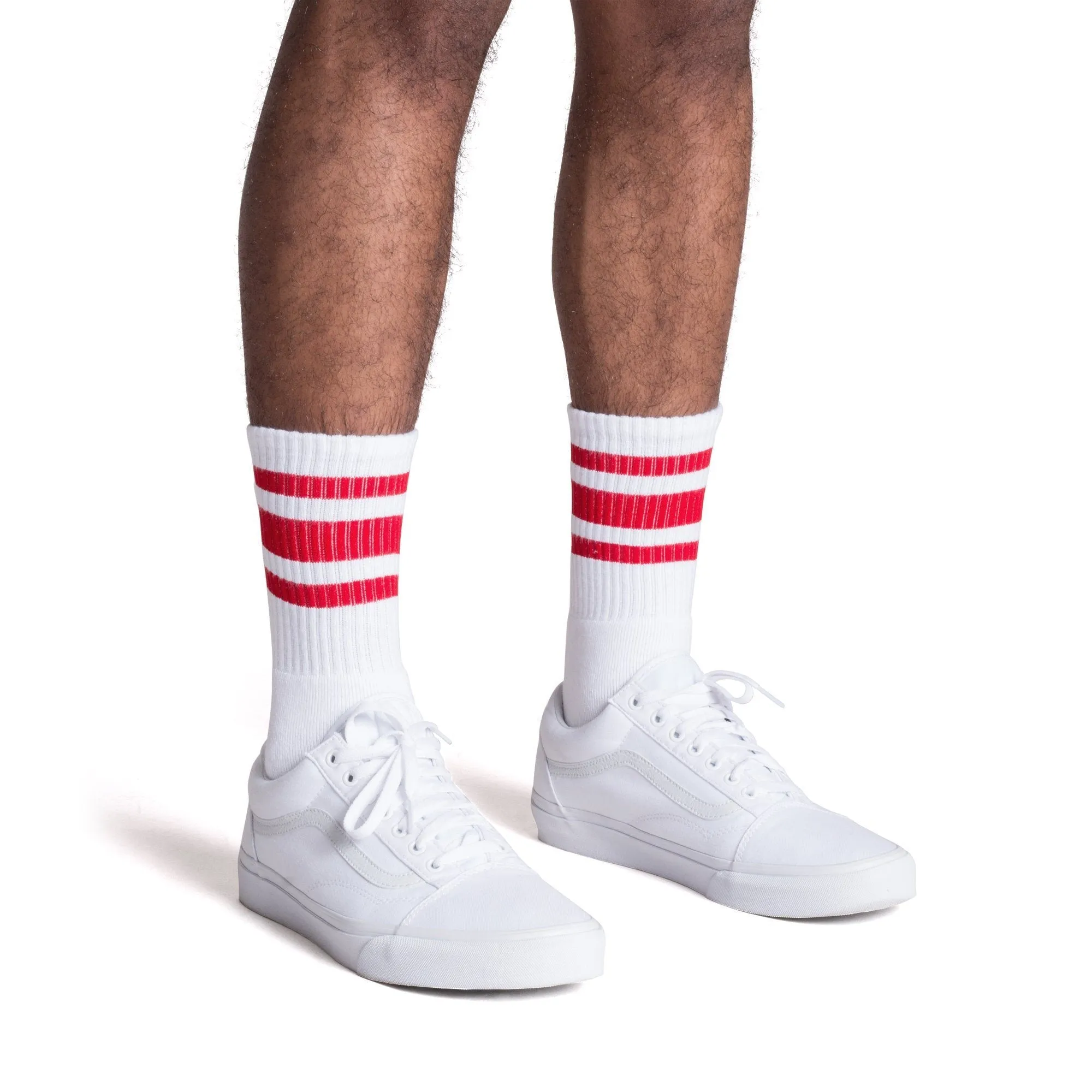 Red Striped Socks | White