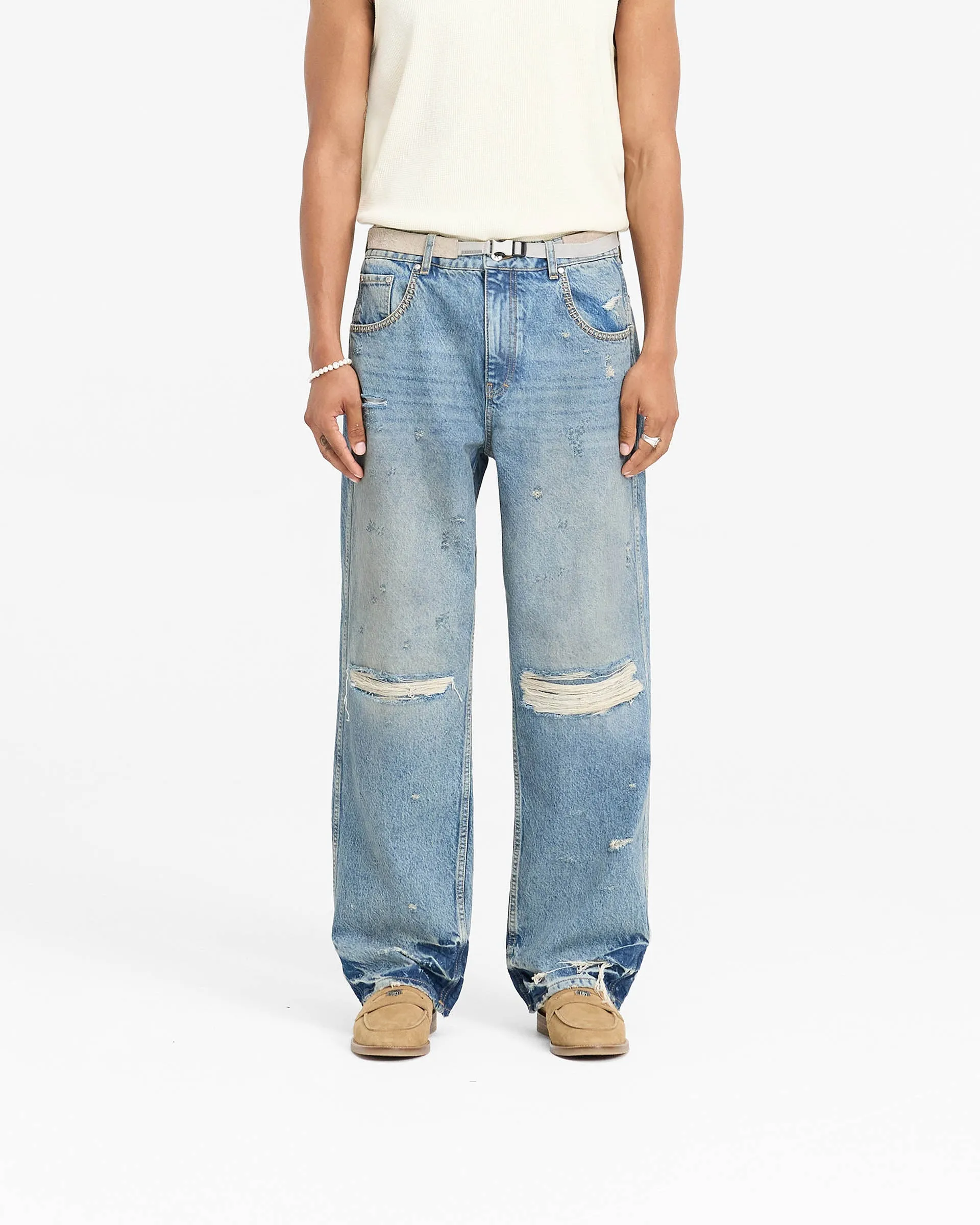 Represent X Duke   Dexter Baggy Denim - Mechanic Blue