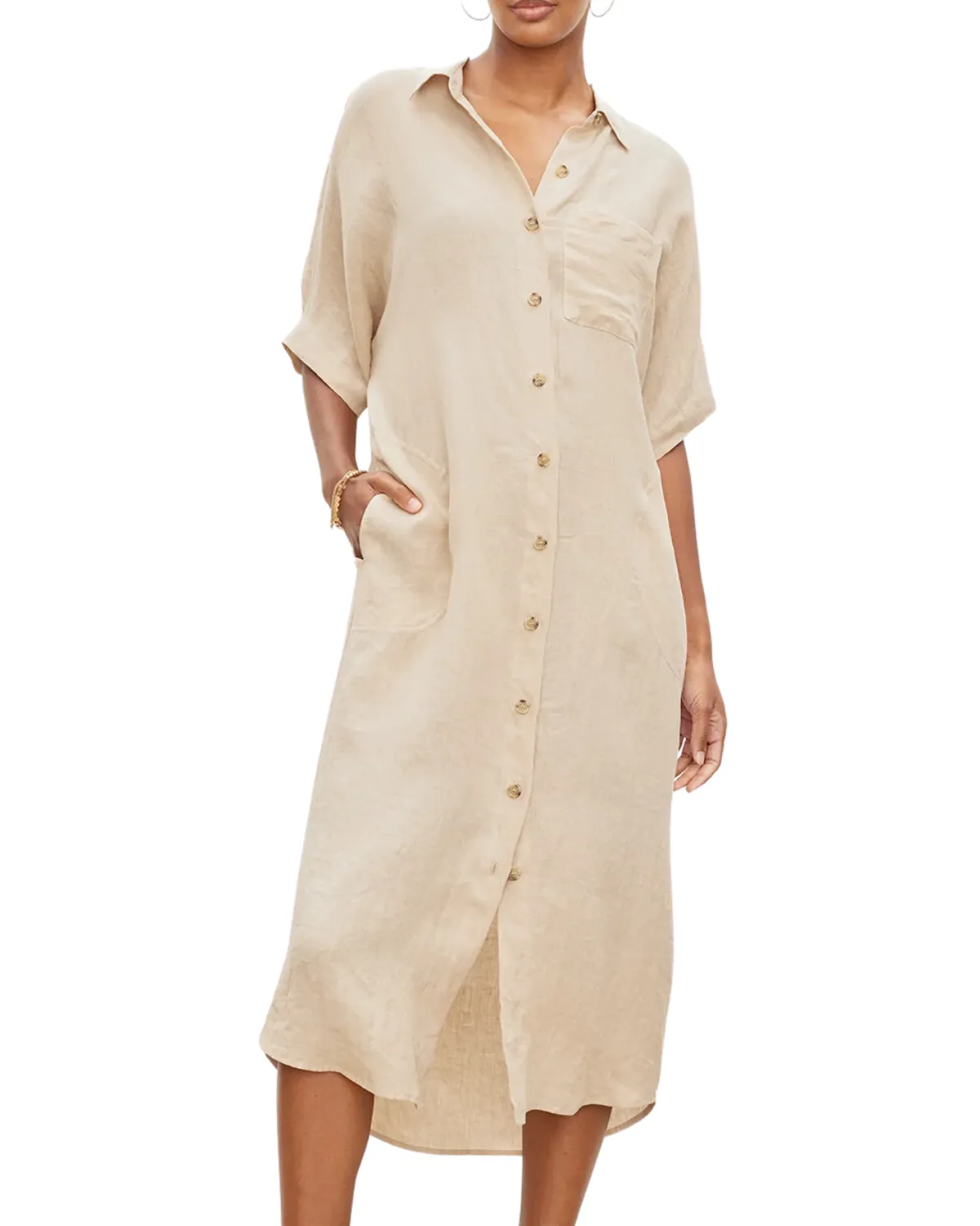 Sandra Linen Shirtdress (Biscuit)