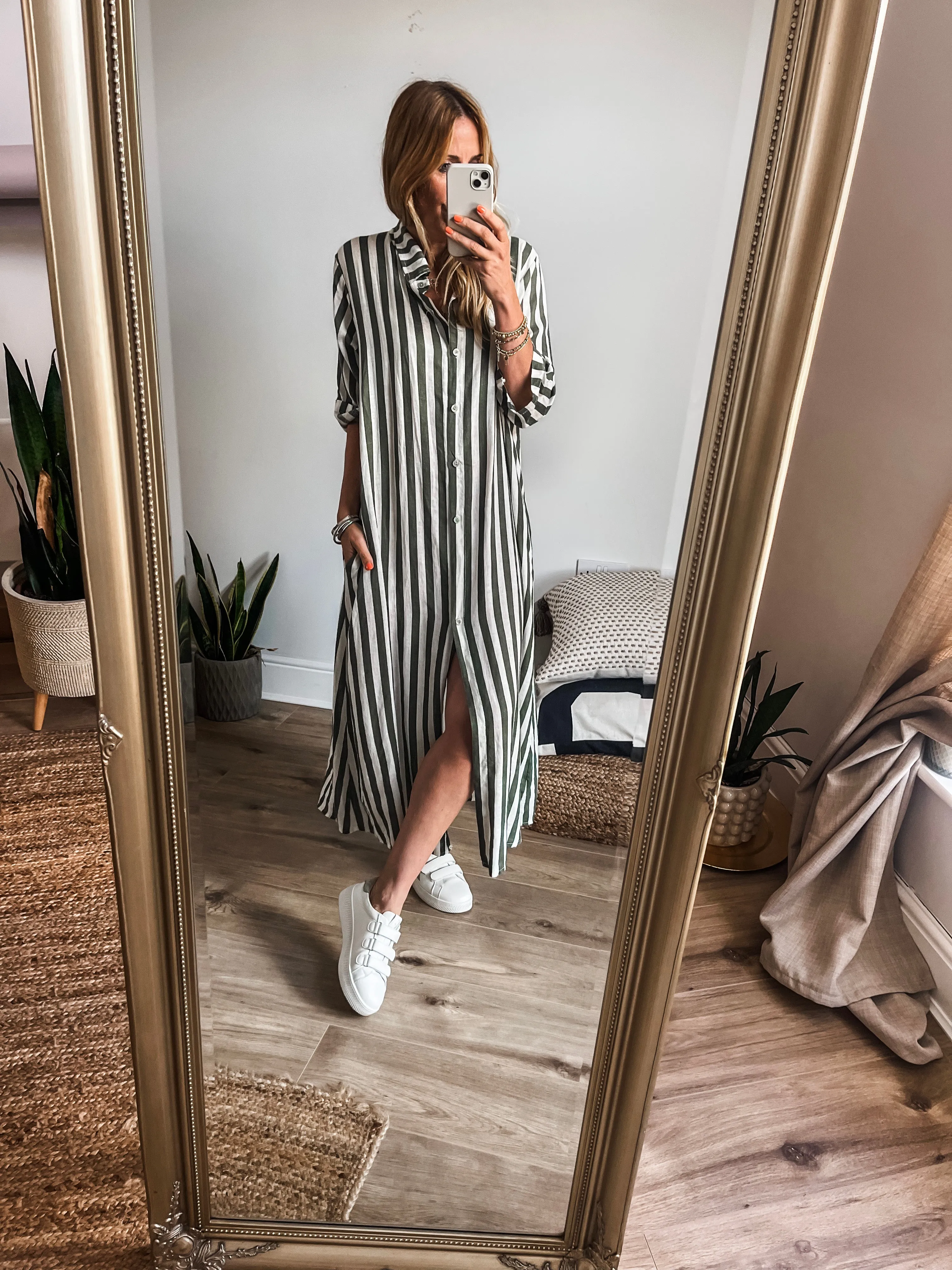 Stripe Linen Shirt Dress