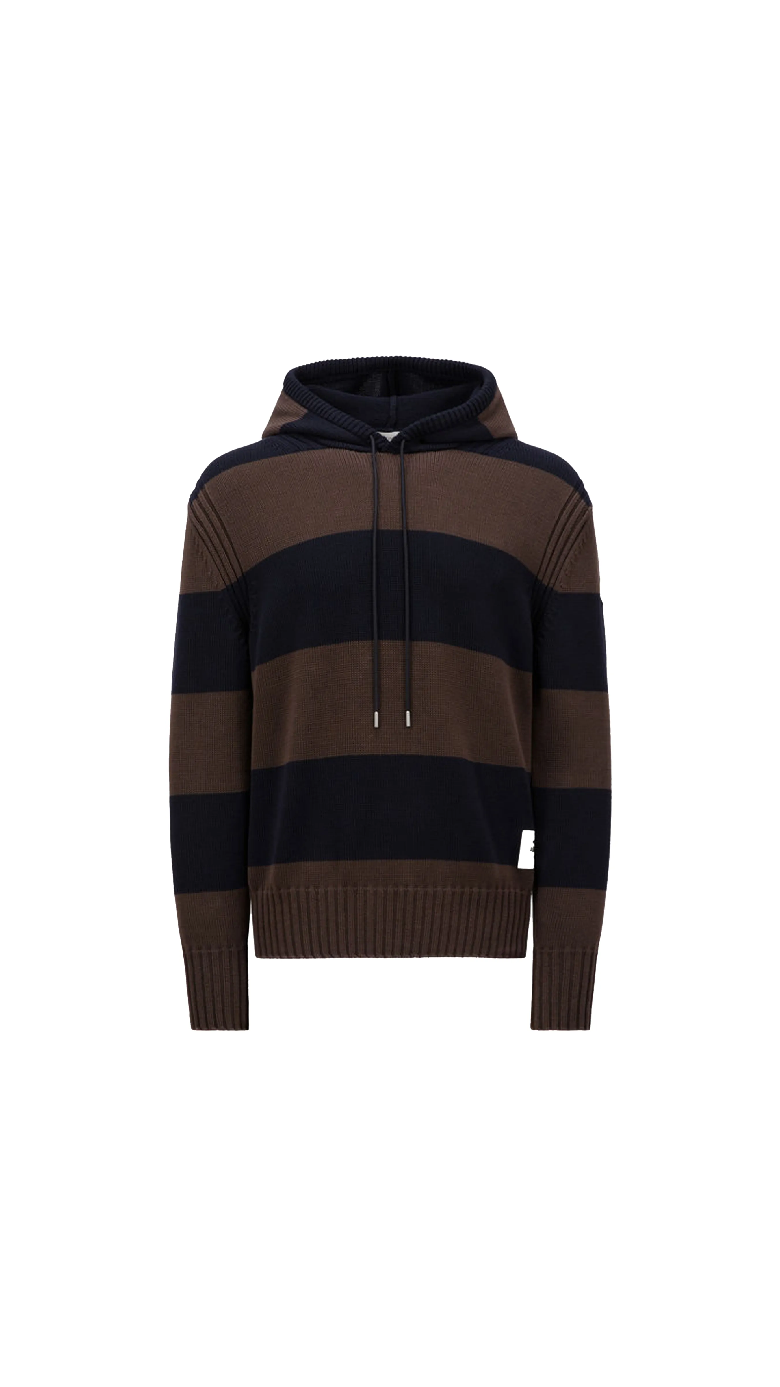 Striped Cotton Hoodie - Brown/Blue