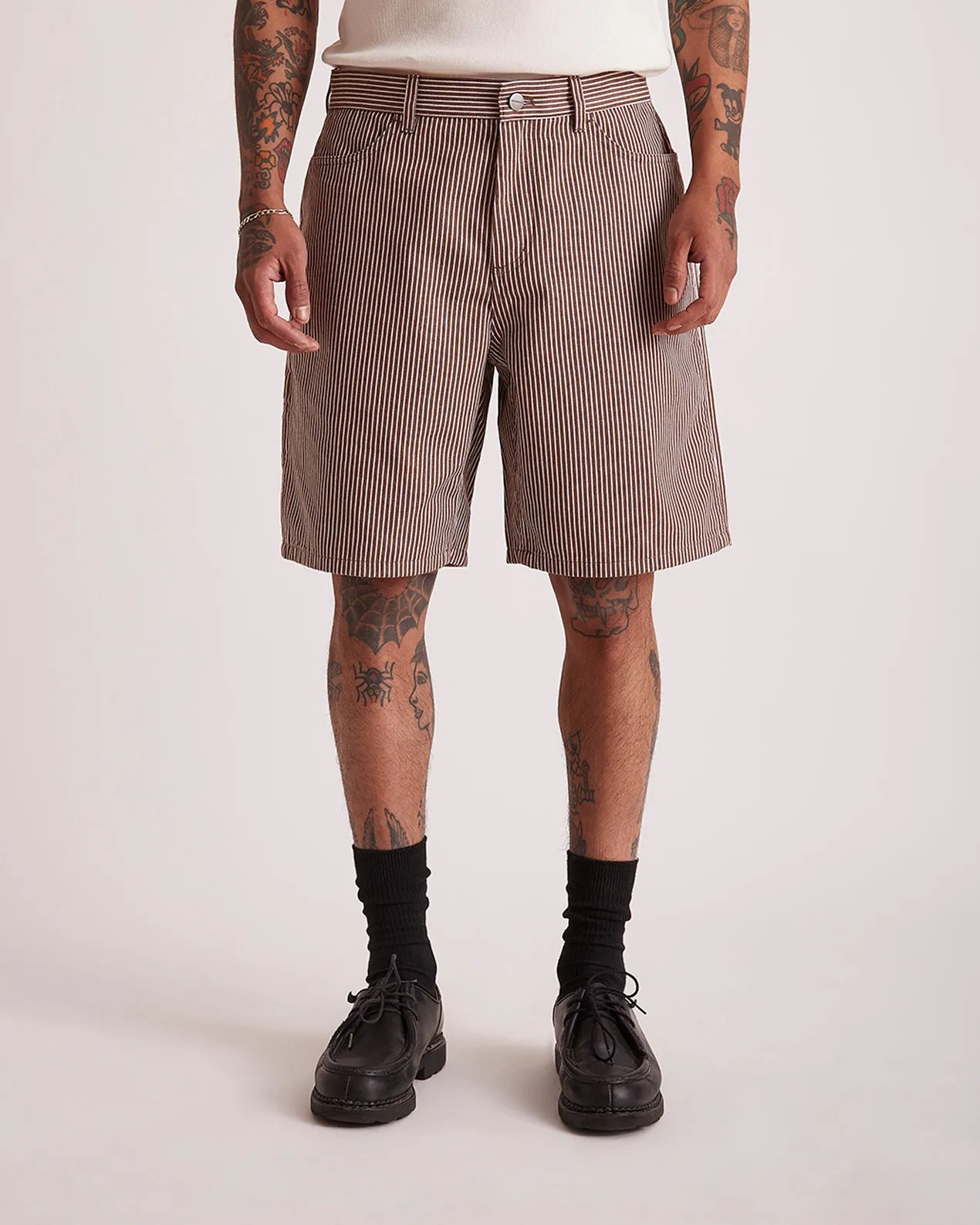 Striped Cotton Twill Carpenter Short