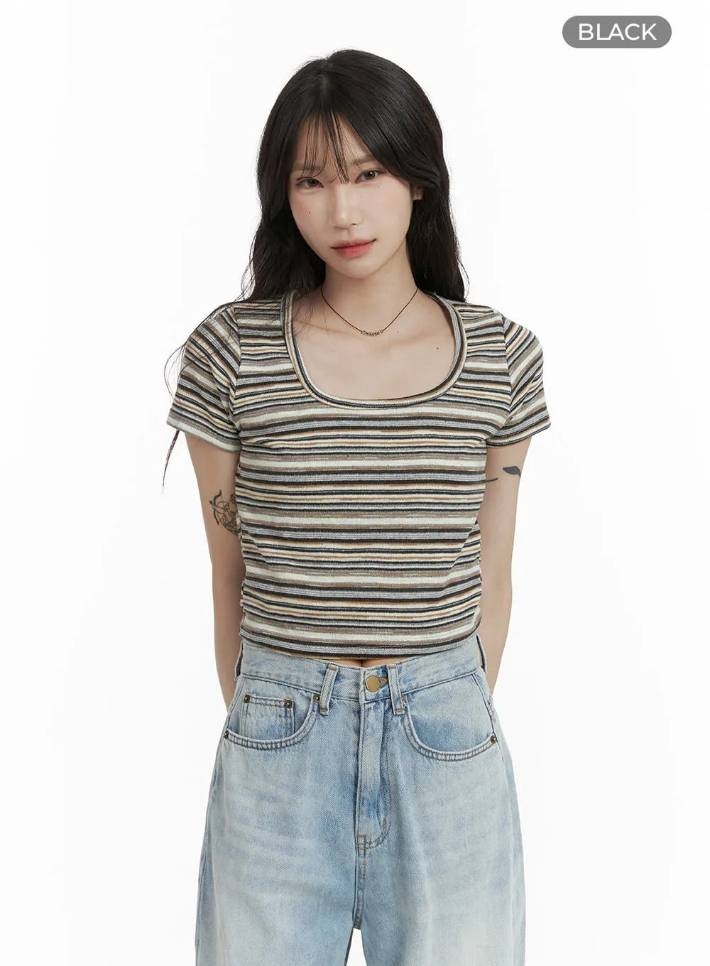 Striped Cropped Tee CA408