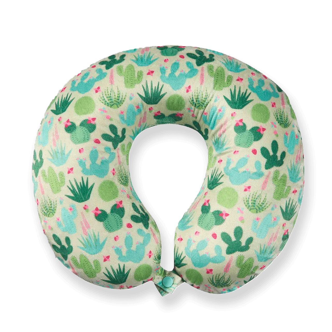 Stylish Pattern Design Memory Foam Travel Neck Pillow - Green Cactus