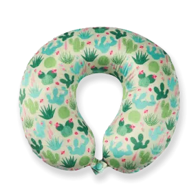 Stylish Pattern Design Memory Foam Travel Neck Pillow - Green Cactus