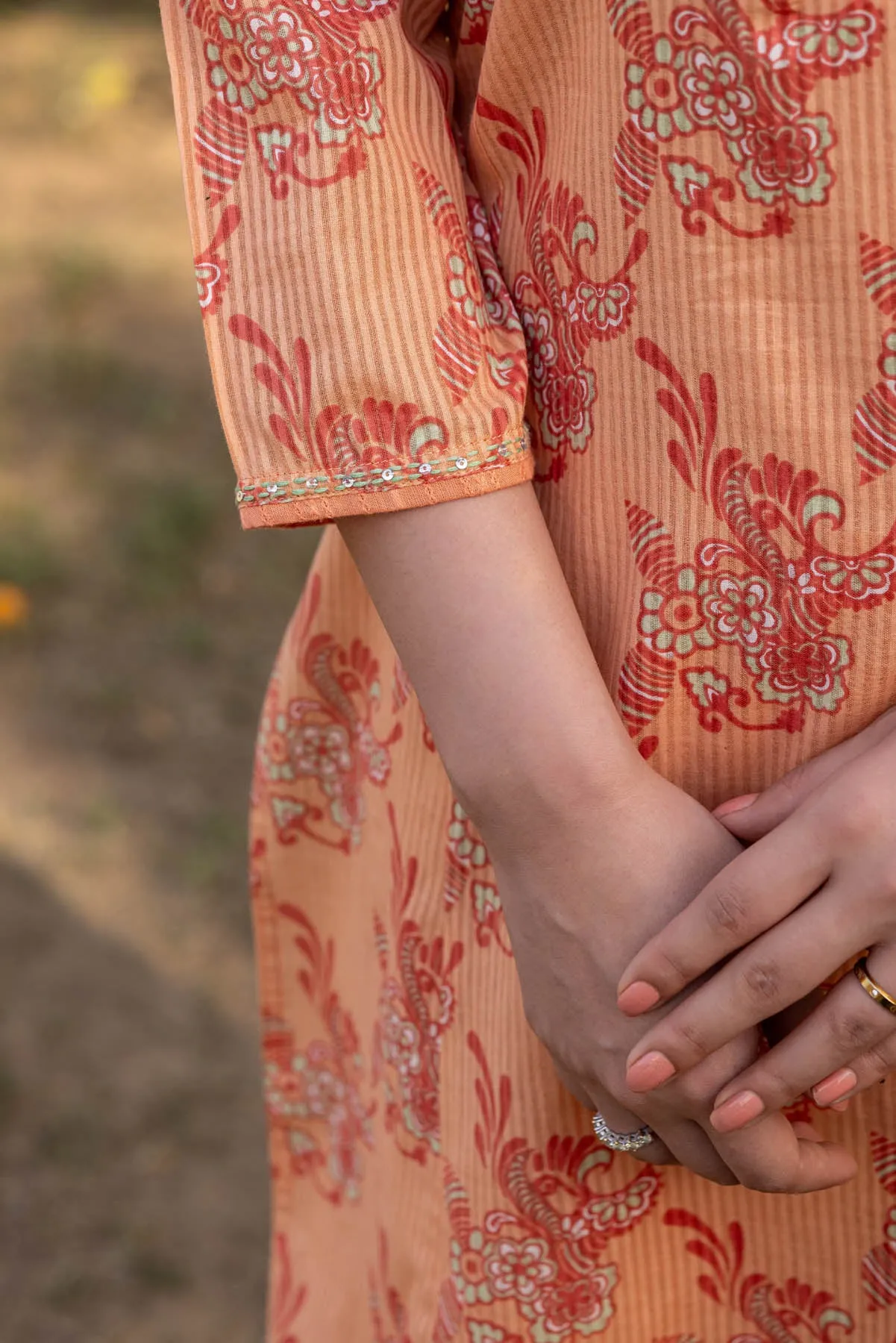 Tangerine Striped Kurta