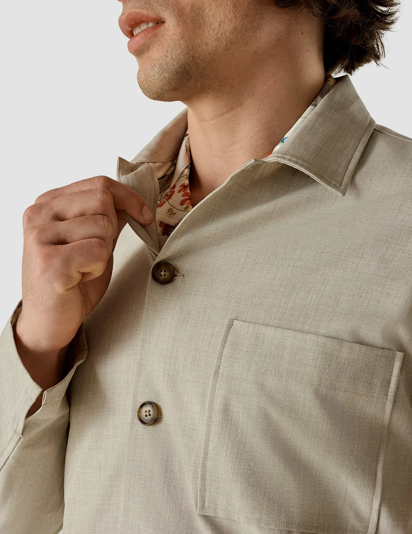 Tech Linen Overshirt Sandshell