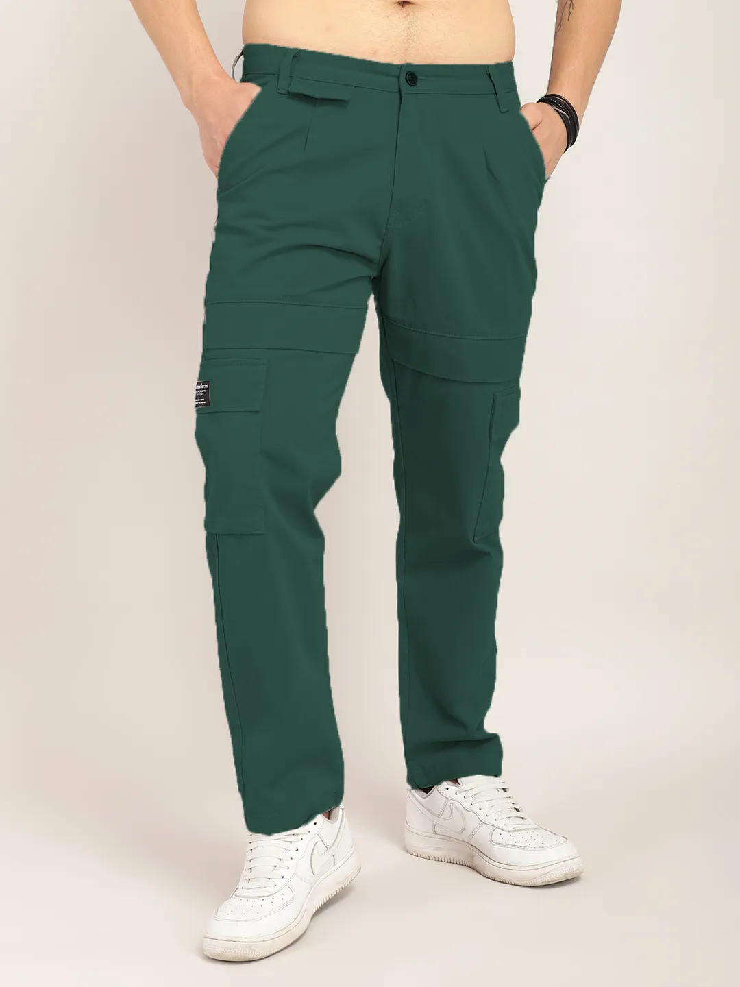 Trippy Royal Green Baggy Fit Denim Cargo