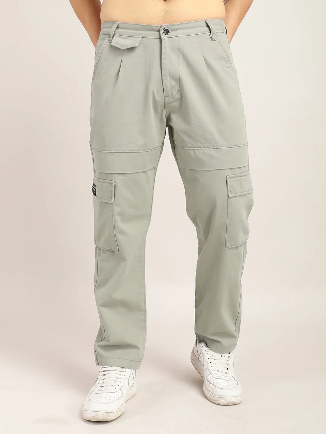 Trippy Umber Brown Baggy Fit Denim Cargo