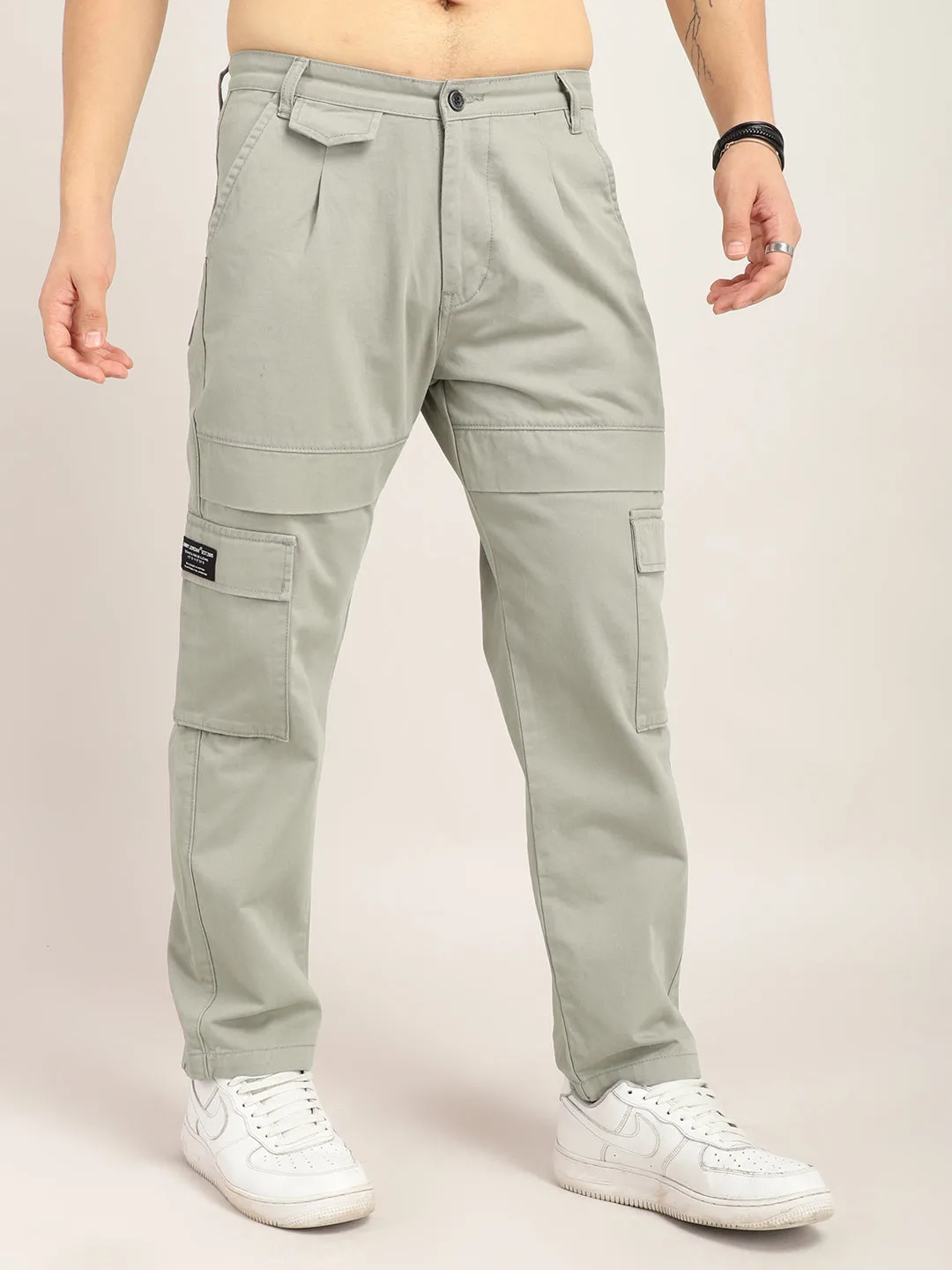 Trippy Umber Brown Baggy Fit Denim Cargo