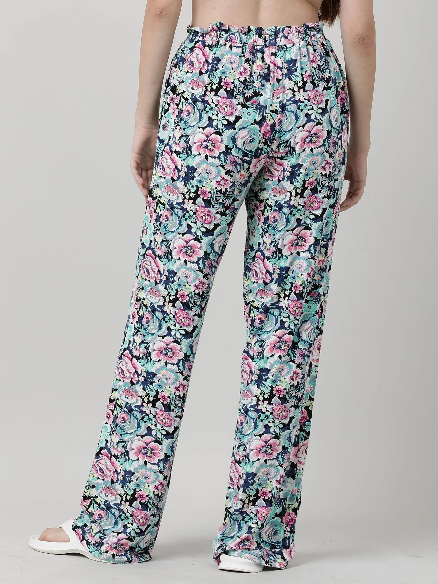 Women Green Floral Print Lounge Pants