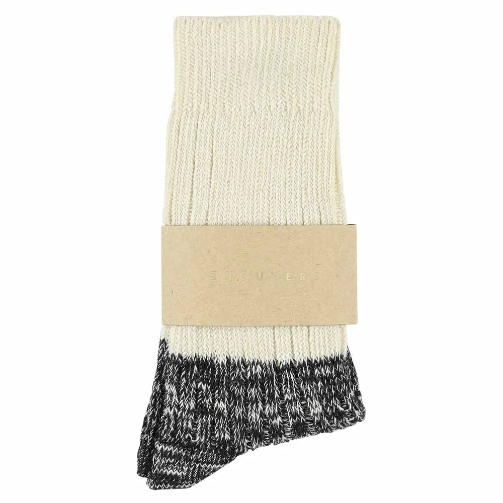 Women Melange Block Socks Ecru / Black