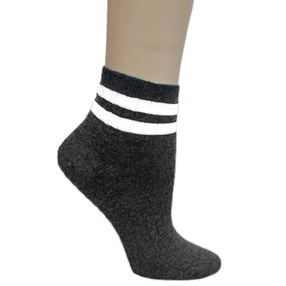 Women's Bamboo Quarter Hi Performance Socks Striped Ankle and Sporty