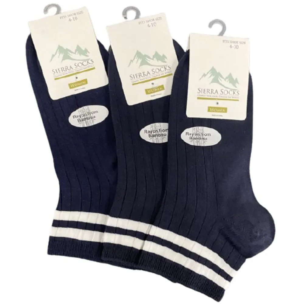 Women's Bamboo Quarter Hi Performance Socks Striped Ankle and Sporty